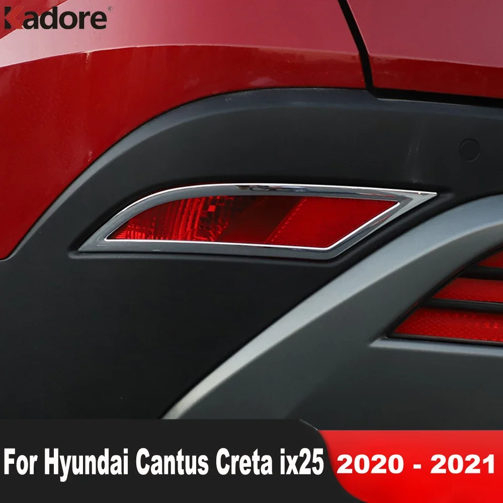 

Rear Bumper Fog Light Lamp Cover Trim For Hyundai Cantus Creta ix25 2020 2021 Chrome Car Tail Foglight Bezel Trims Accessories