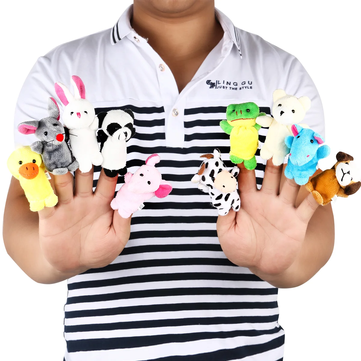 LEORX 10pcs Cartoon Animal Finger Puppets Dolls Props Toys (Random Pattern) Finger puppets for baby Finger puppets set