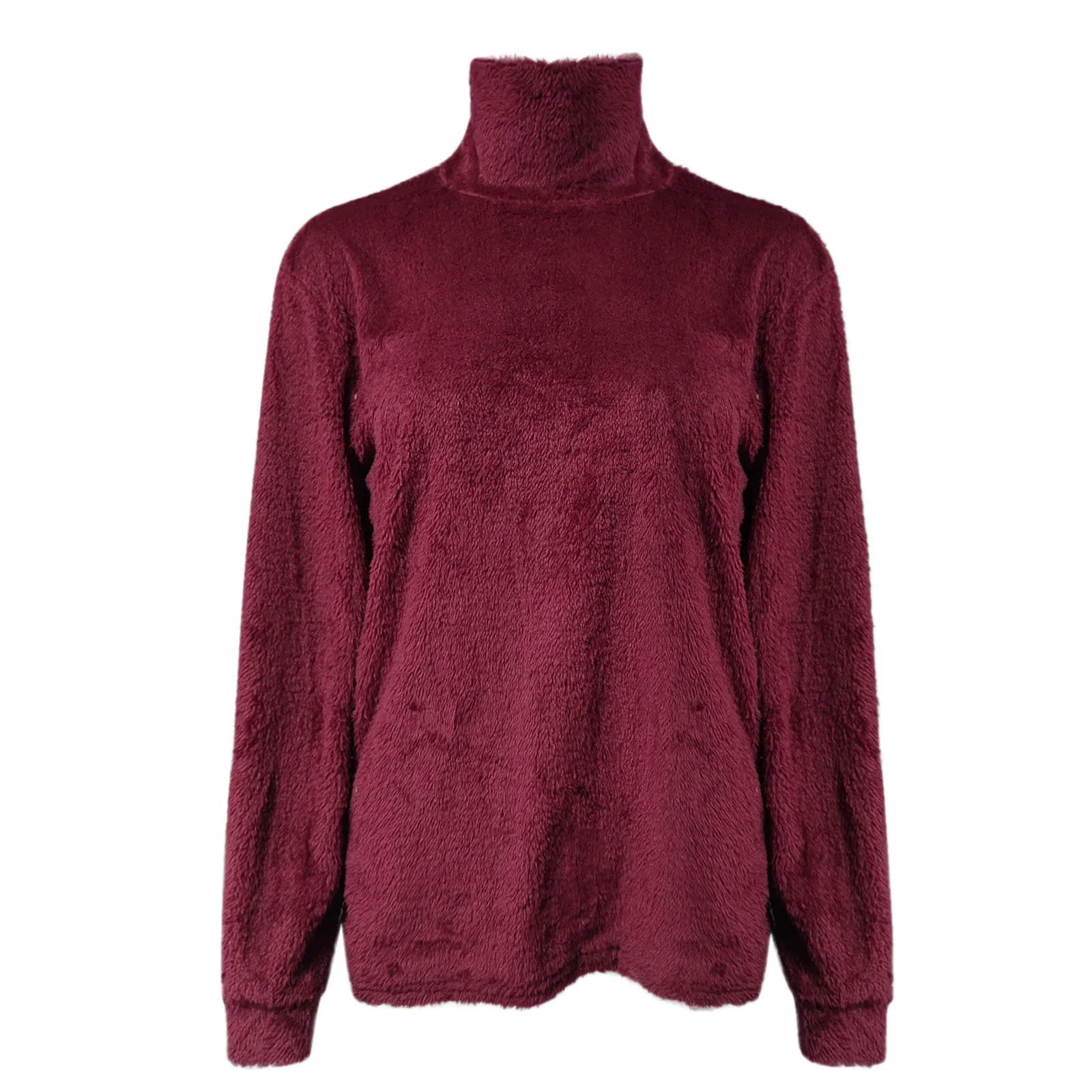 Jersey de felpa de cuello alto para mujer, suéter cálido y cómodo de Color sólido, Top elegante informal que combina con todo, Otoño e Invierno