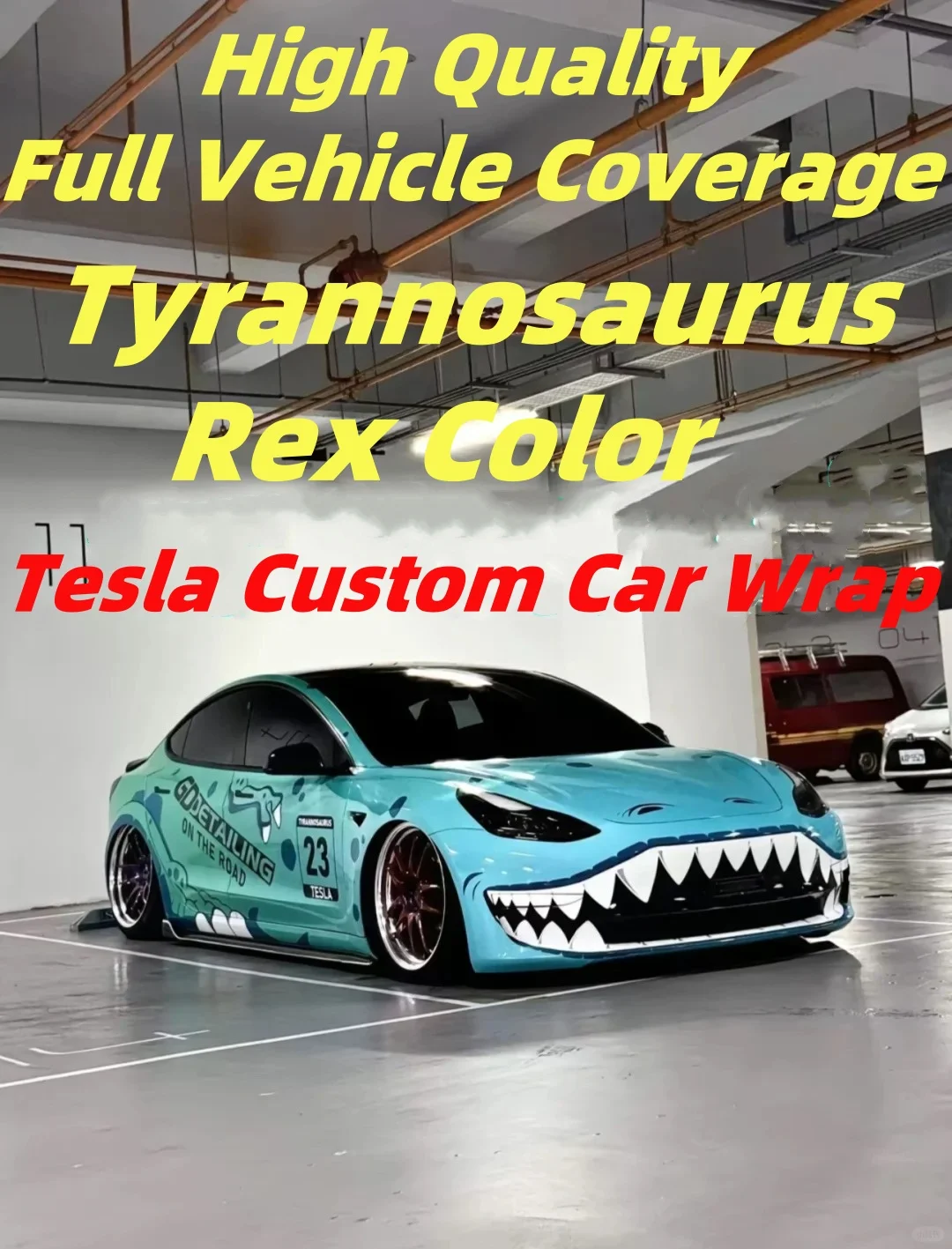 

Tesla Custom Car Film Highest Quality Vehicle Wrap HD Tyrannosaurus Color PET Car Cover Stickers Covering Film Car Decoration