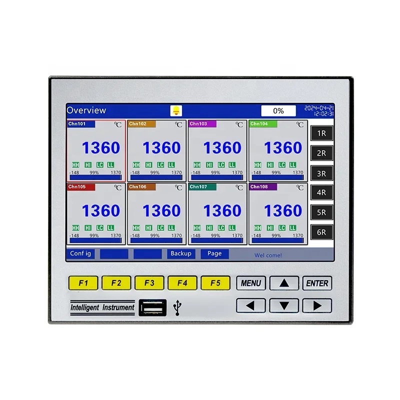 16 channels 7 inch data logger USB Ethernet humidity temperature thermocouple chart paperless recorder with RS485 4-20ma to PLC