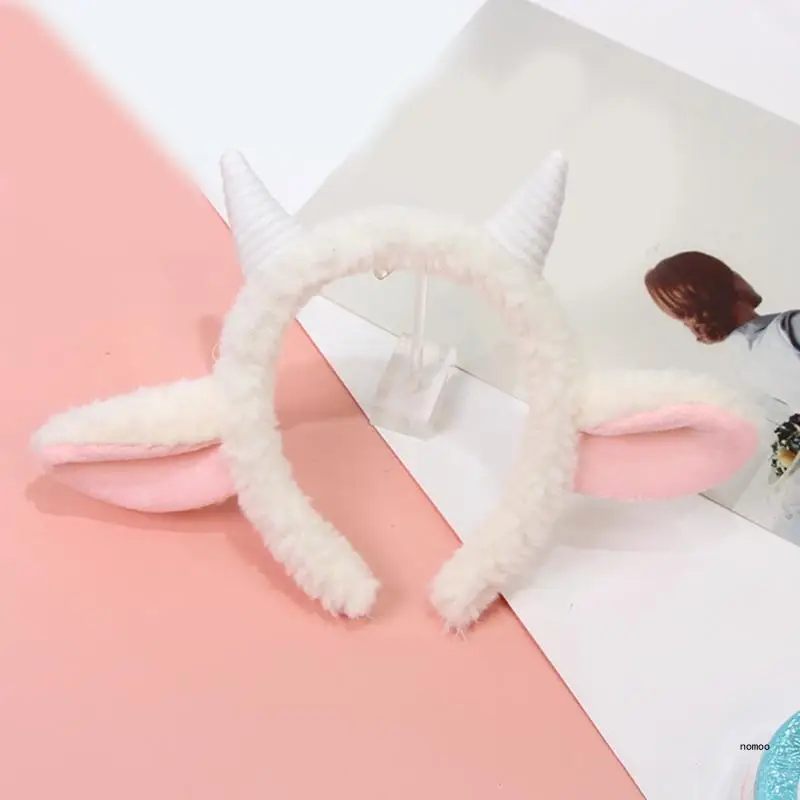 Lovely Plush Sheep Ear Headband Cartoon Furry Headband Party Stage Costume Headdress Adult Child Cosplay Party Headgear