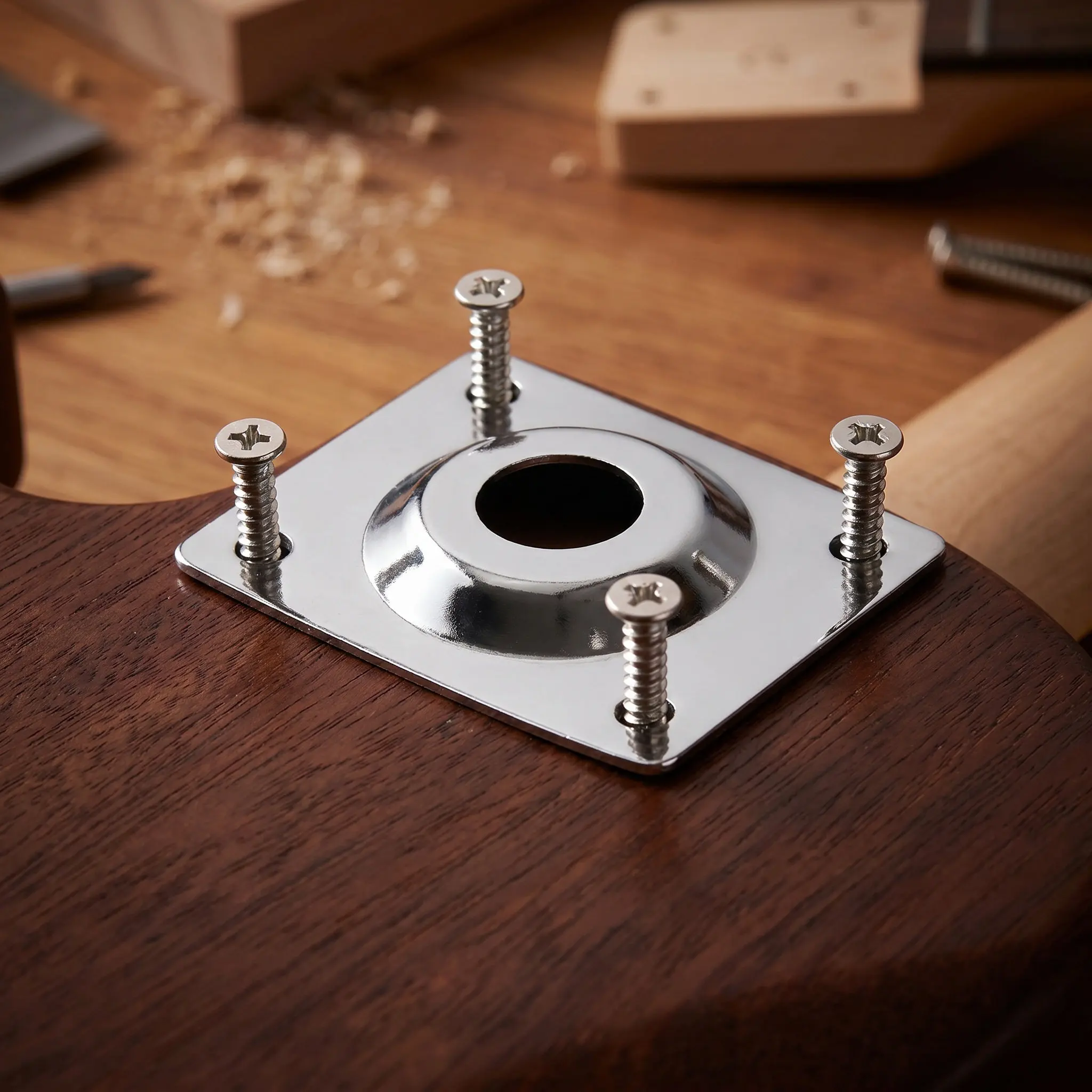 1 Quarter Inch Guitar Jack Socket Plate Metal Pickup Output Input Jack Plate Nickel Plated with Screws for Electric Guitar Bass
