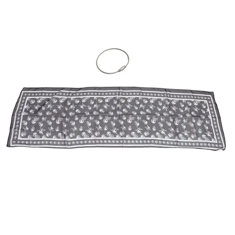 A44I-Black Chiffon Silk Feeling Skull Print Fashion Long Scarf Shawl Scaf Wrap For Women + Keyring