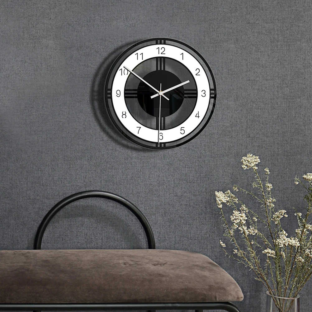 

Round Wall Clock Stylish Mute Home Decor Acrylic Black White Living Bedroom Kitchen Office Silent Hanging Clocks Wall