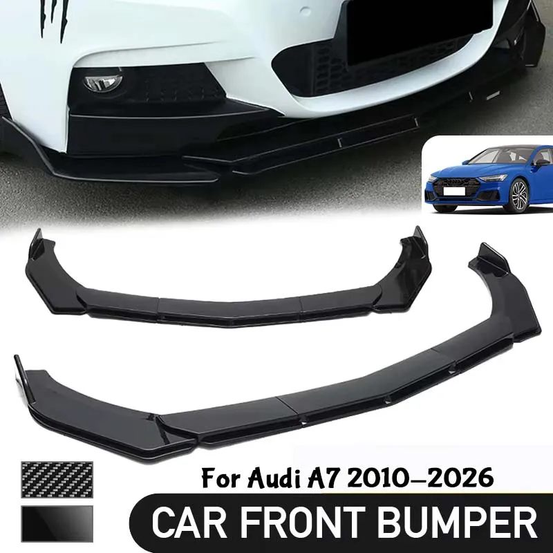 5Pcs Adjustable Sectional Front Bumper Lip Spoiler Splitter For Audi A7 2010-2026 Car Exterior Mod Parts body kit for car