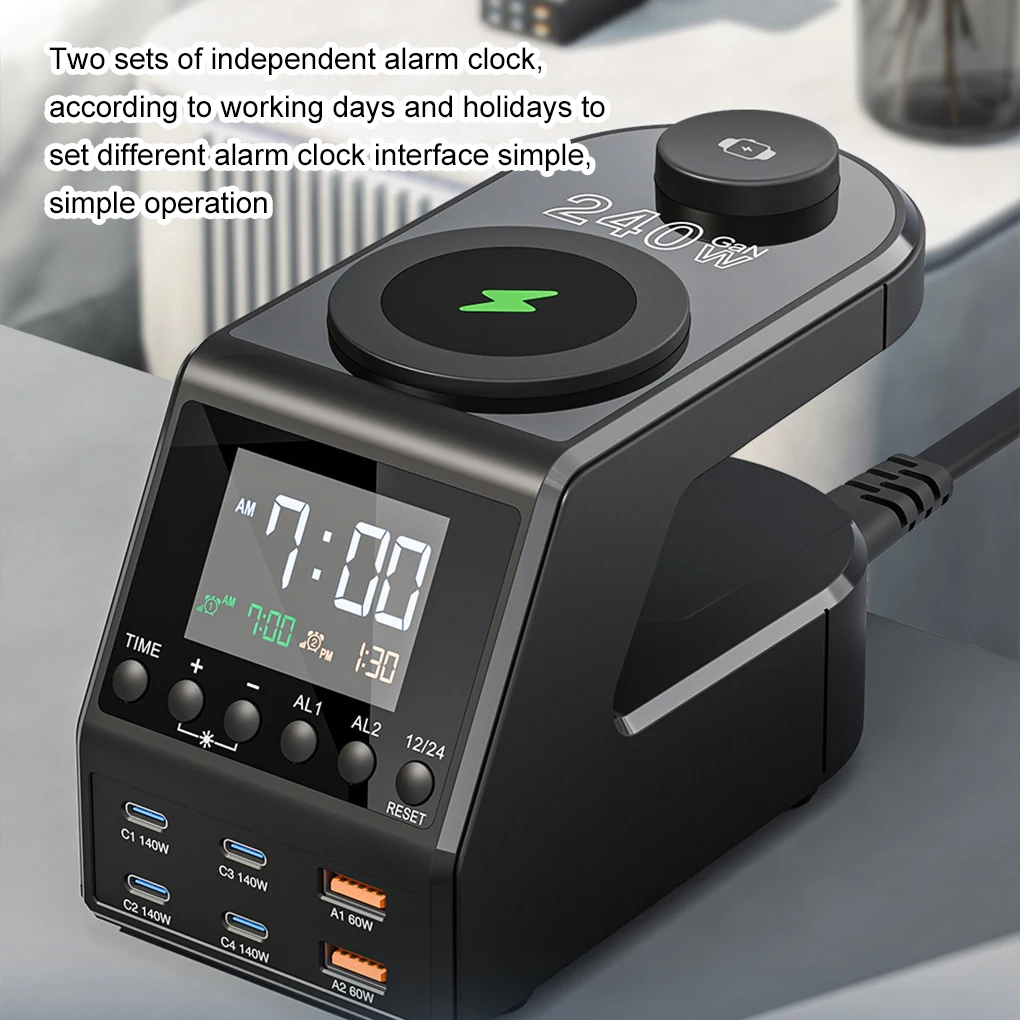 240w-charger-station-pd31-usb-type-c-wireless-fast-charger-for-macbook-ipad-samsung-alarm-clock-time-display
