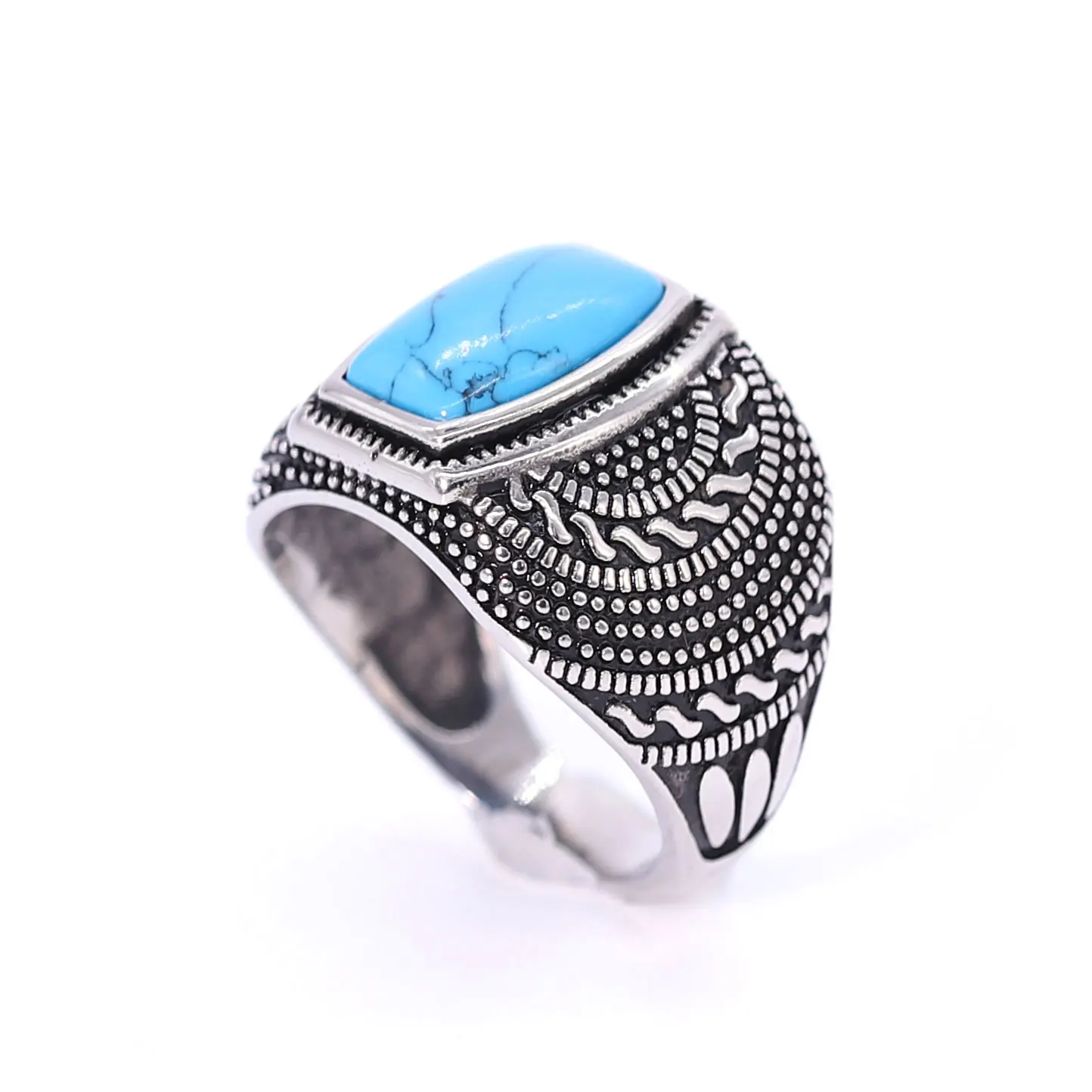 Factory direct spot square blue stone stainless steel ring gift ring for men