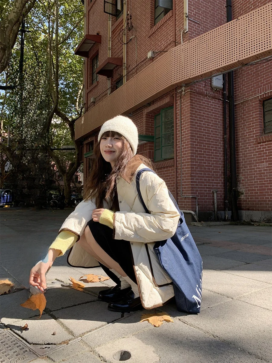 

Galaxy Soda Winter Lightweight Du down Quilted Coat Women's Mid-Length Small Size Bread Sle Sweet Japanese Sle Nylon