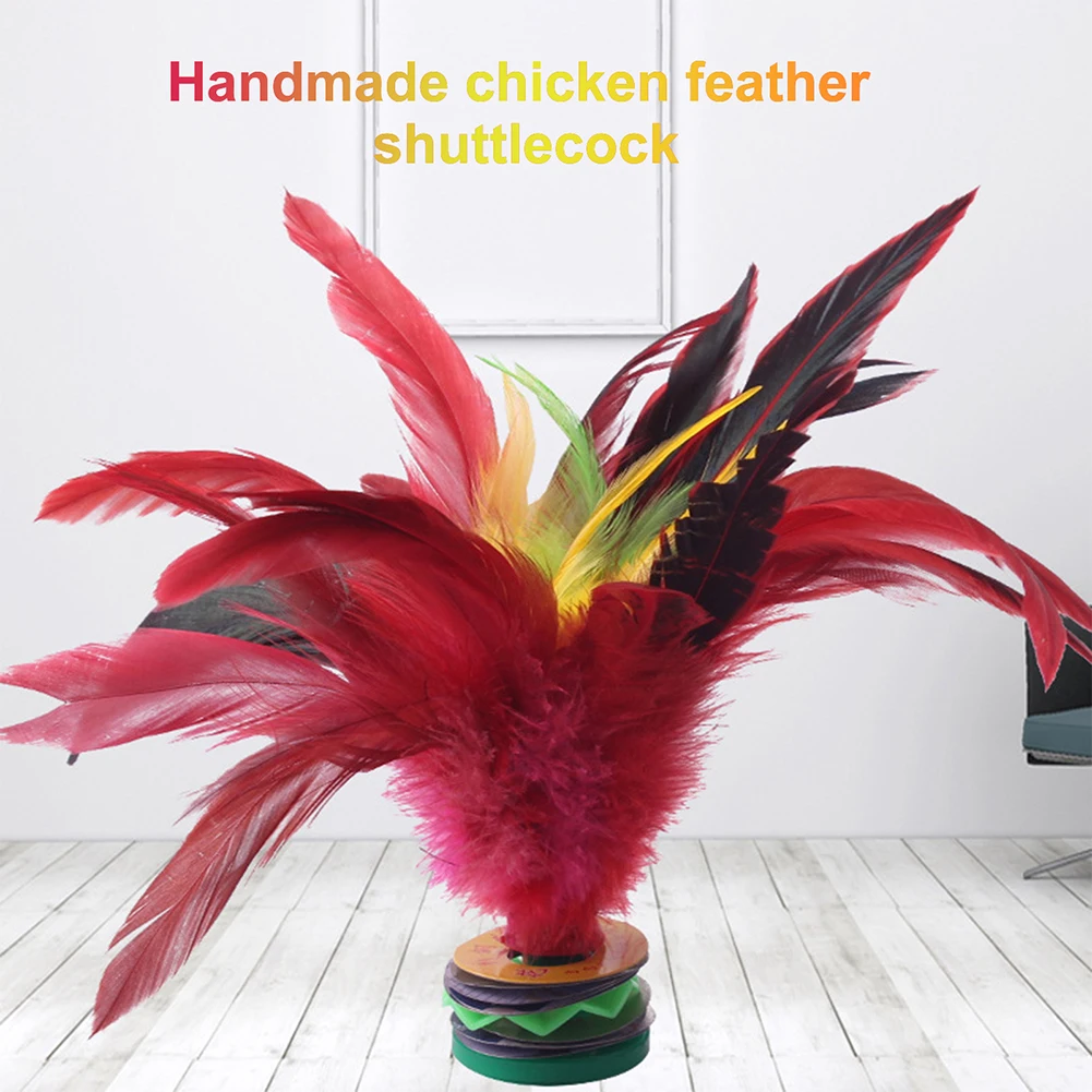 1-10PCS 20cm Chicken Feather Shuttlecock Hand Made Foot Kick Handwheel Feather Shuttlecock Wear Resistant Portable Entertainment