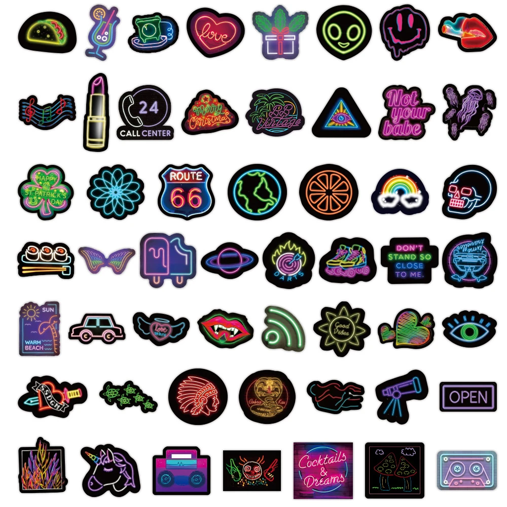 10/50/100PCS Neon Graffiti Cool Stickers for Laptop Water Bottle Skateboard Luggage Waterproof Aesthetic Sticker Kids Toys