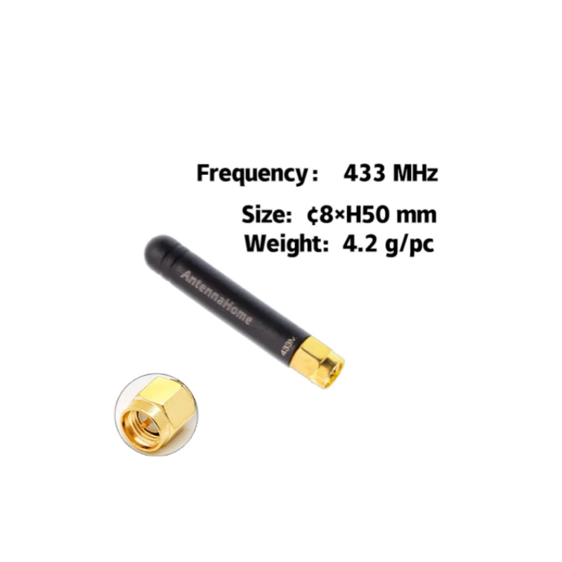 Antena Home 433M, antena de borracha H50 SMA-J para sistema ISM 433MHz, LoRa/Remoto/Transferência/Reciever AH1G.101