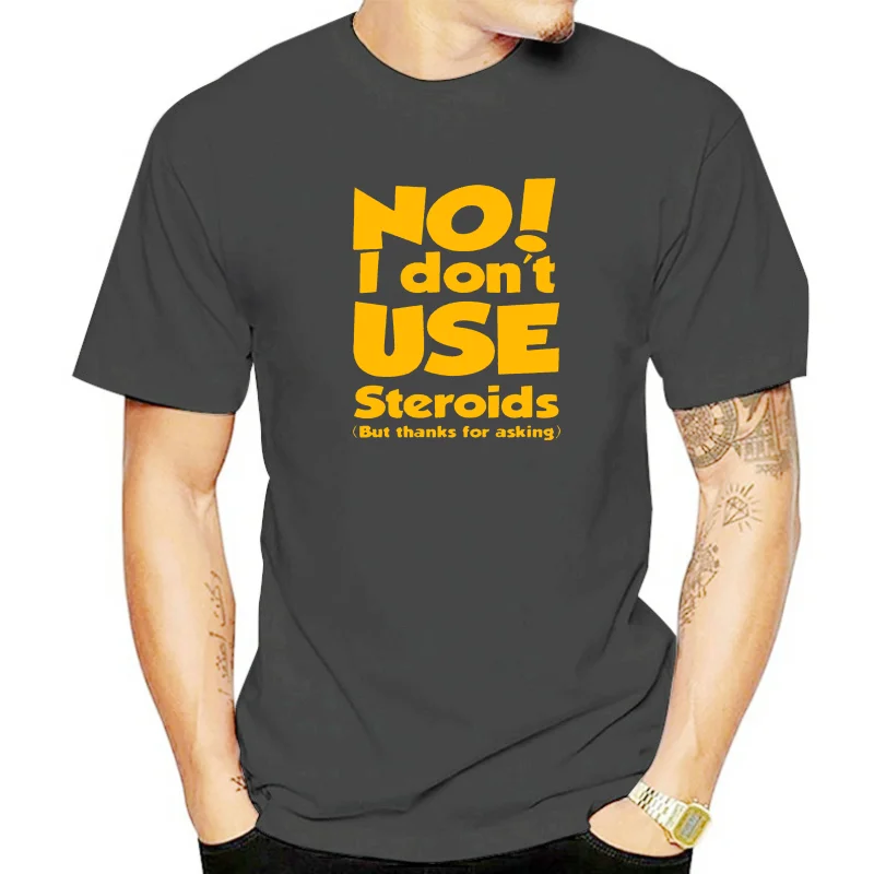 Top Fashion 3D letras impressas homens/mulheres moda algodão NO EU NÃO USAR STEROIDS obrigado por perguntarMovie Camiseta