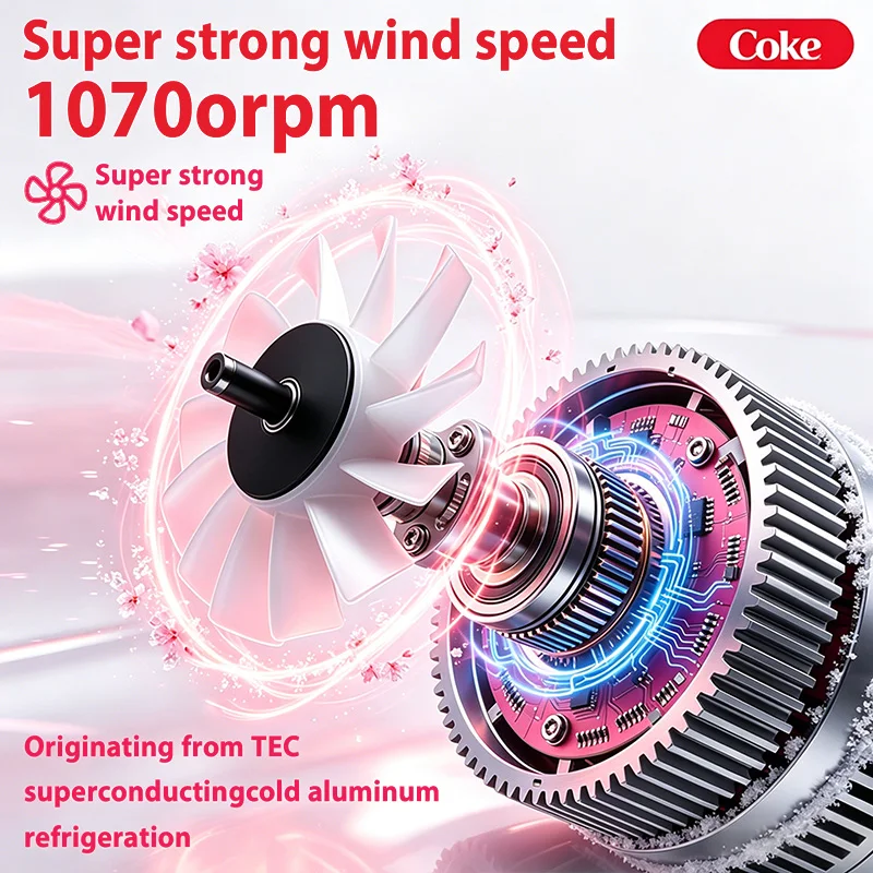 Coca Cola Portable Turbo Handheld Fan with Semiconductor Ice Sensation 5-Level Variable Speed Mini Air Cooler for Outdoor Use view 3