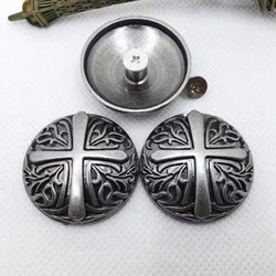5 Set 30mm Leather Conchos DIY Button Plated Celtic Biker Cross Leathercraft Accessories Hardware Saddle Bridle Screwback