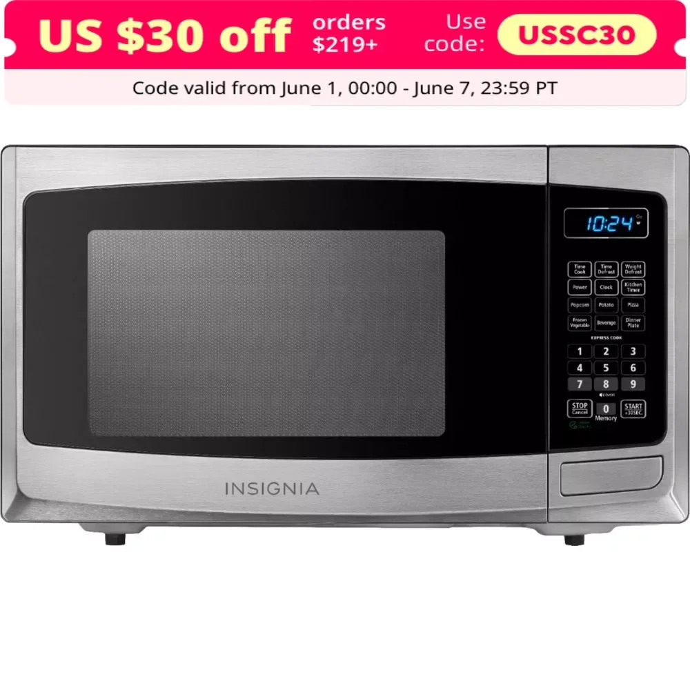 

Microwave,Stainless casing,even heating,Electronic controls,Child safety lockout feature,0.9 Cu. Ft. Compact Microwave