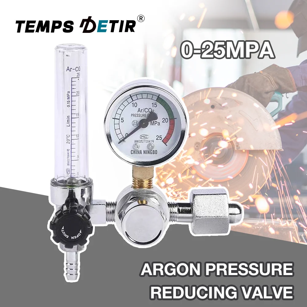 0-25MPa AR Argon Pressure Reducing Regulator, G5/8 Inch Thread, Welding Pressure Gauge, CO2, MIG/TIG Flow Meter, Gas Regulator
