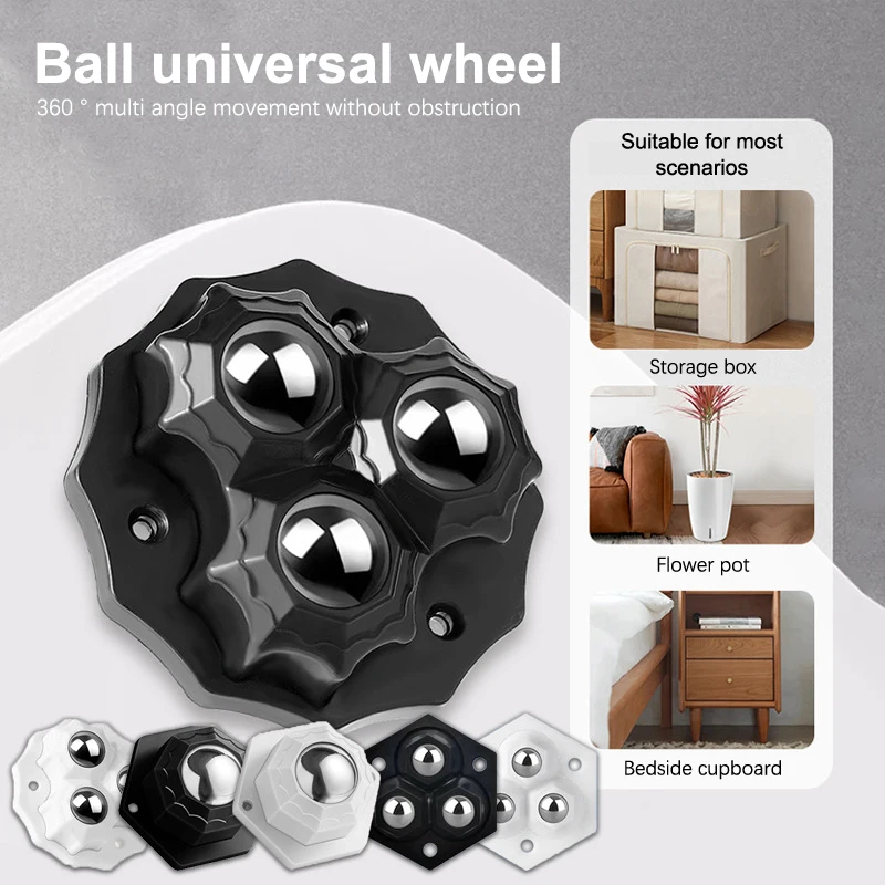 

4Pcs Durable Wear-resisting Furniture Wheels Heavy Duty Wheels Universal 360° Rotation Strong Self Adhesive Furniture Caster