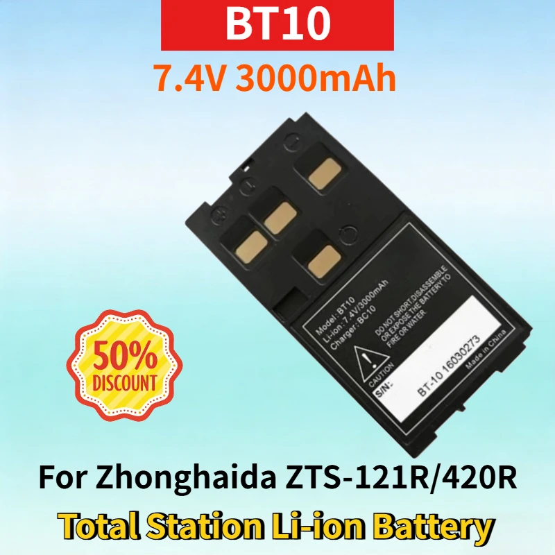 

Newest BT10 7.4V 3000mAh Rechargeable Battery for Zhonghaida ZTS-121R/420R Huaxing HTS221/520R Total Station Lithium-ion Battery