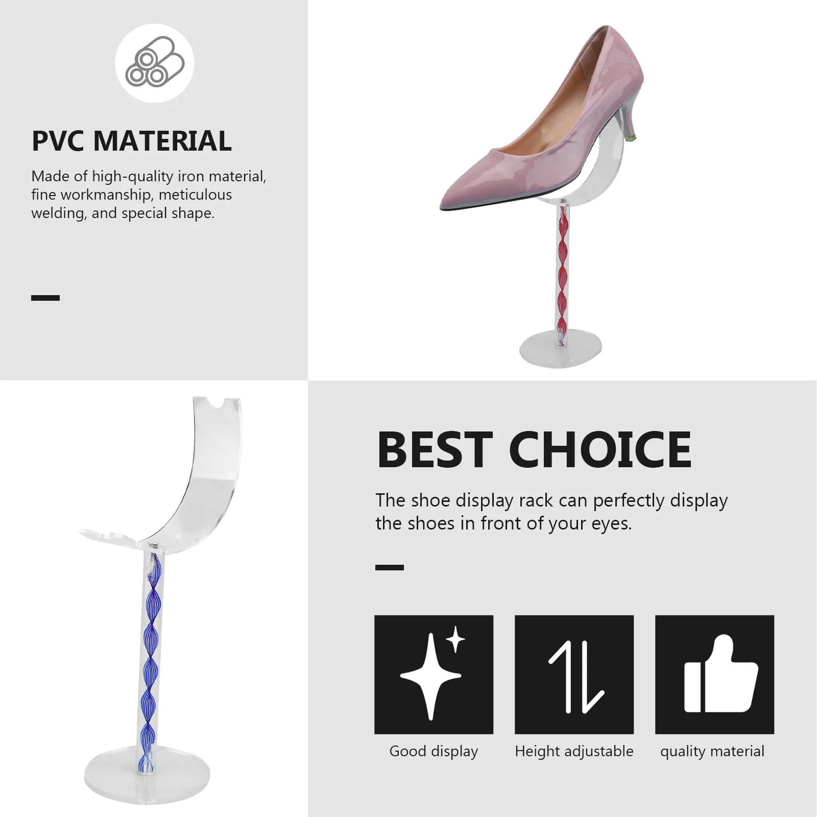 

2Pcs Shoe Display Stand Material Transparent Design Perfectly Show Outline Random Color Display Holder