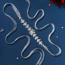 Miallo Sparkly Rhinestone Bridal Wedding Dress Sash Thin Waist Belt Formal Evening Party Gown Accessories For Bride Bridesmaid