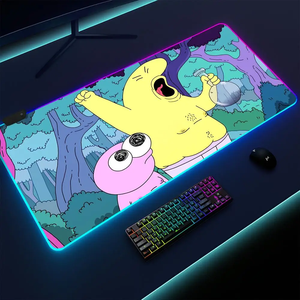 

Коврик для мыши Super Smiling Friends, игровой коврик, с подсветкой светодиодами, нескользящая основа, водонепроницаемый, большой настольный коврик, мягкая поверхность