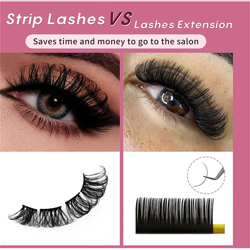 10 paia di ciglia finte arricciate russe segmentate DD, ciglia lunghe naturali 3D in stile europeo americano