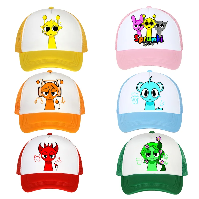 Incredibox Sprunki Children Baseball Caps Cartoon Anime Casual Hat Outdoor Sports Sun Hats Adjustable Peaked Cap Birthday Gifts