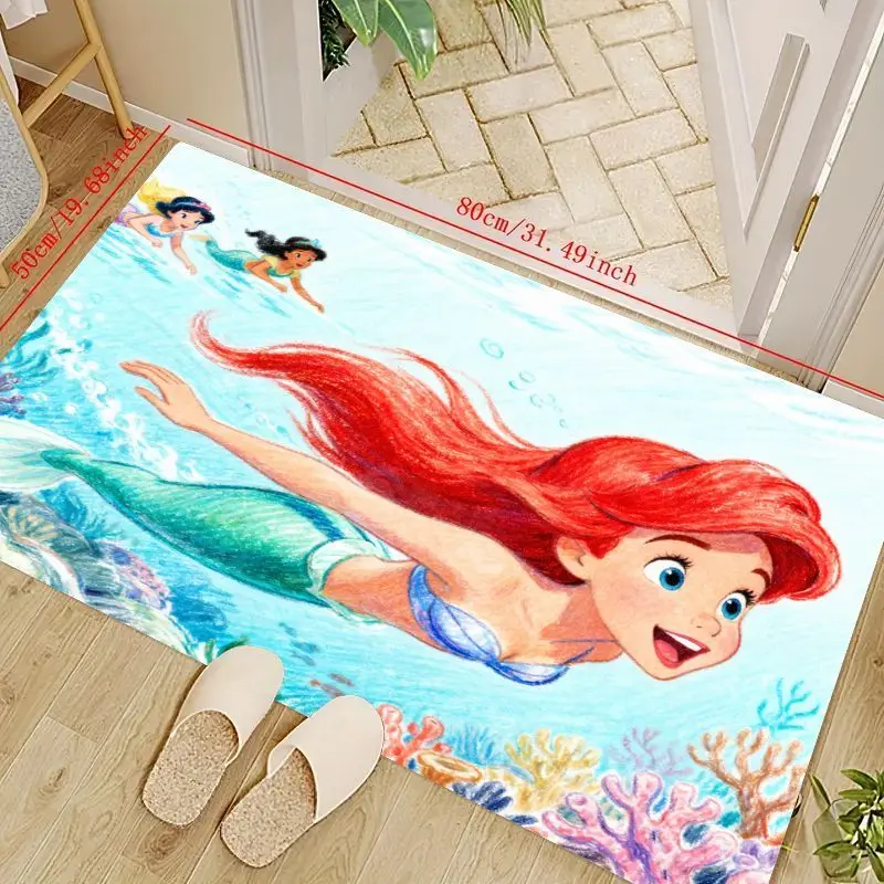 

1 шт., большой ковер «Русалка под морем» для декора спальни, гостиной, красочный напольный коврик с героями мультфильмов, ковер для детской игровой комнаты, мягкий