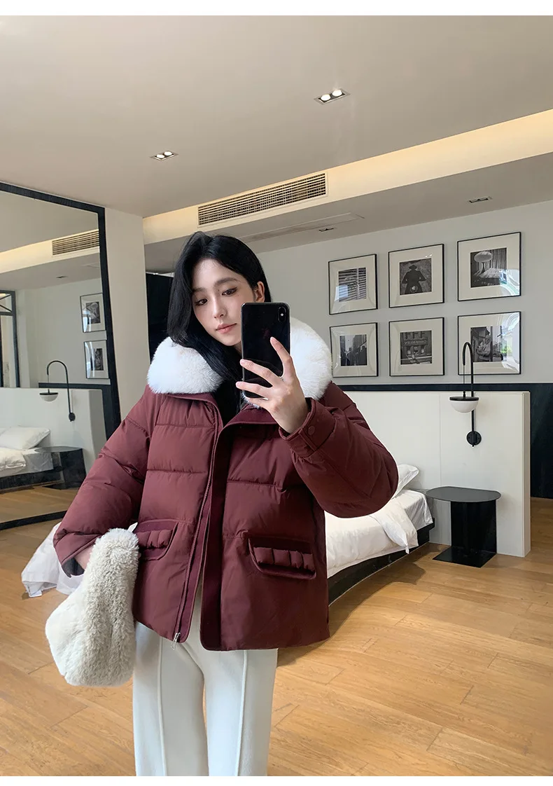 Simple Faux Fur Collar Padded Parka Women Thick Warm Winter Puffer Jacket 2026 Ladies Office Wear Casual Solid Zipper Outerwear