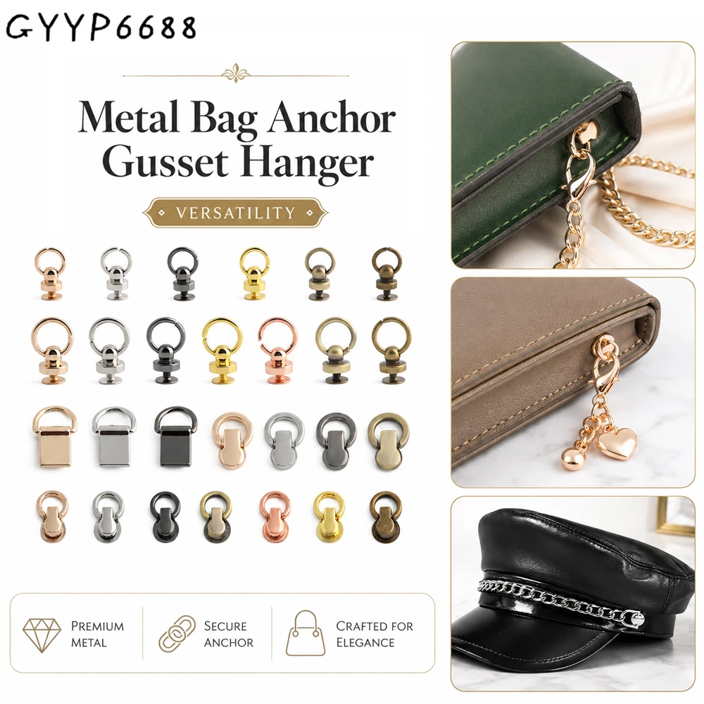 10/30/100PCS Rotatable Metal D Ring Rivet Buckle Bag Side Clip Clasp For DIY Handbag Chain Belt Purse Repair Kit Accessories