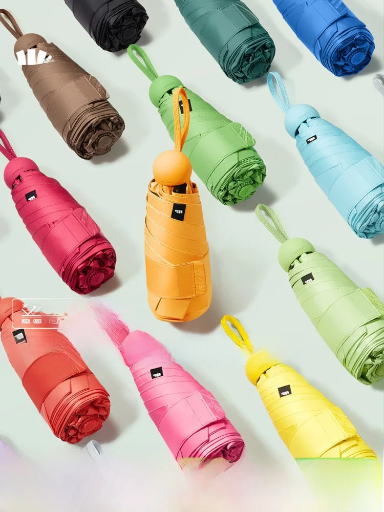 

Bananafish Capsule Sun Umbrella Compact Five-Part UV Protection Folding Rain Umbrella Women's Sunshade Umbrella Glass Fiber P...