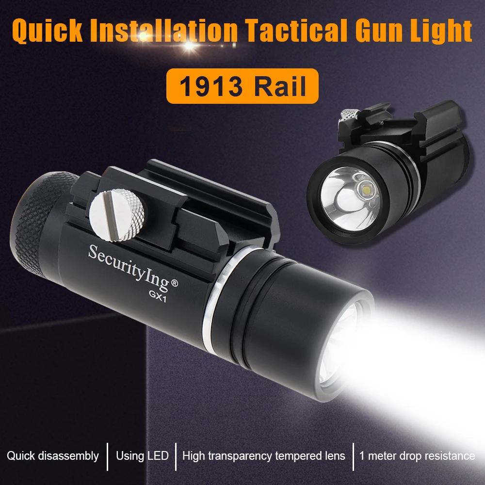 Mini Gun Light Laser Combo Tactical Flashlight 320LM Rail Mounted Weapon Light for Picatinny MIL-STD-1913 with CR123A Battery