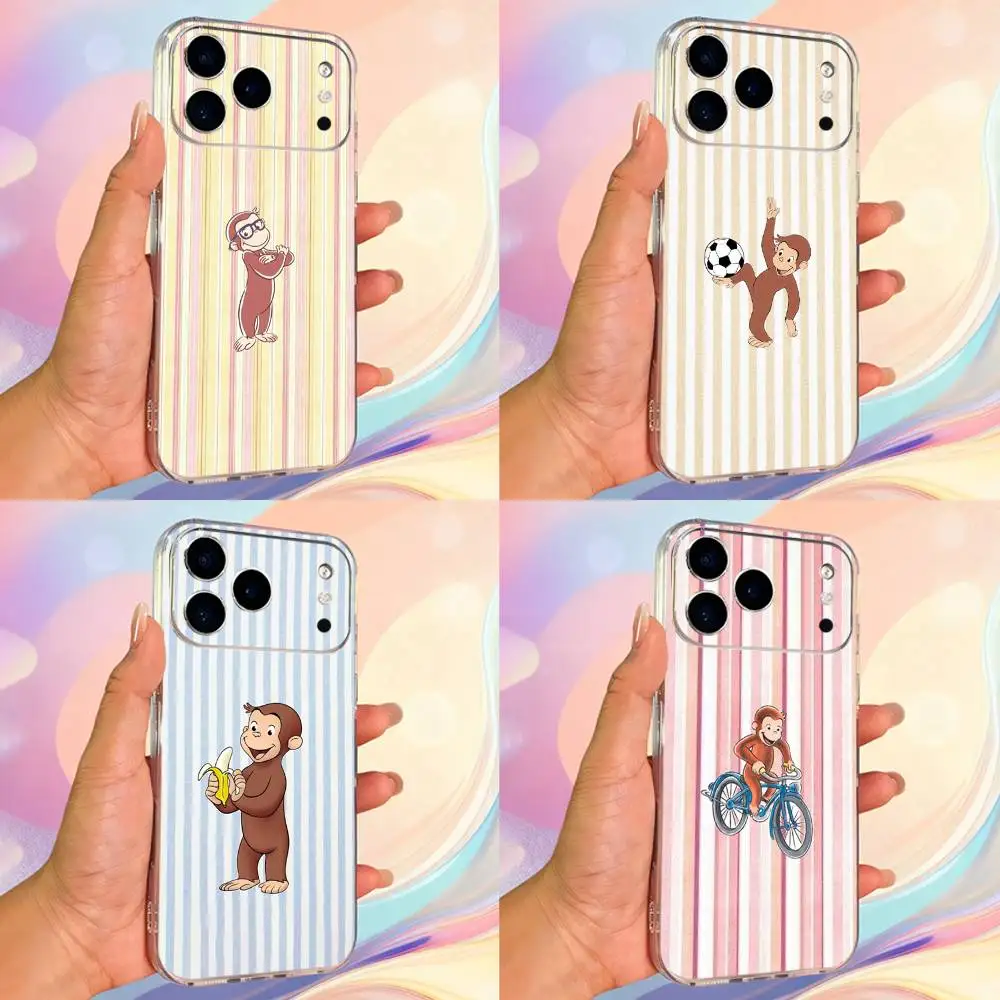 귀여운 모키 지-조지스 호기심 많은 아이폰 케이스 (아이폰 14, 13, 12, 11, 17, 16, 15, 프로, 맥스, 플러스, X, XS, XR, SE, 미니) 투명 소프트 커버