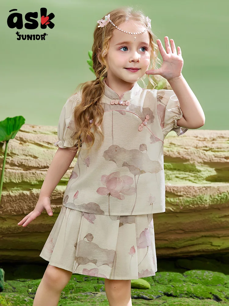 مجموعة فستان حصان صيفي جديد بأكمام قصيرة على الطراز الوطني للفتيات الصغيرات #3