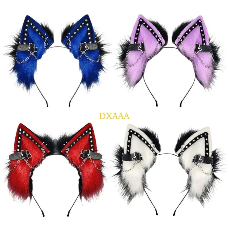 

DXAA панк аниме уха повязка для волос для женщин косплей вечерние аксессуар гибкие волчьи уши головной убор для фантастического