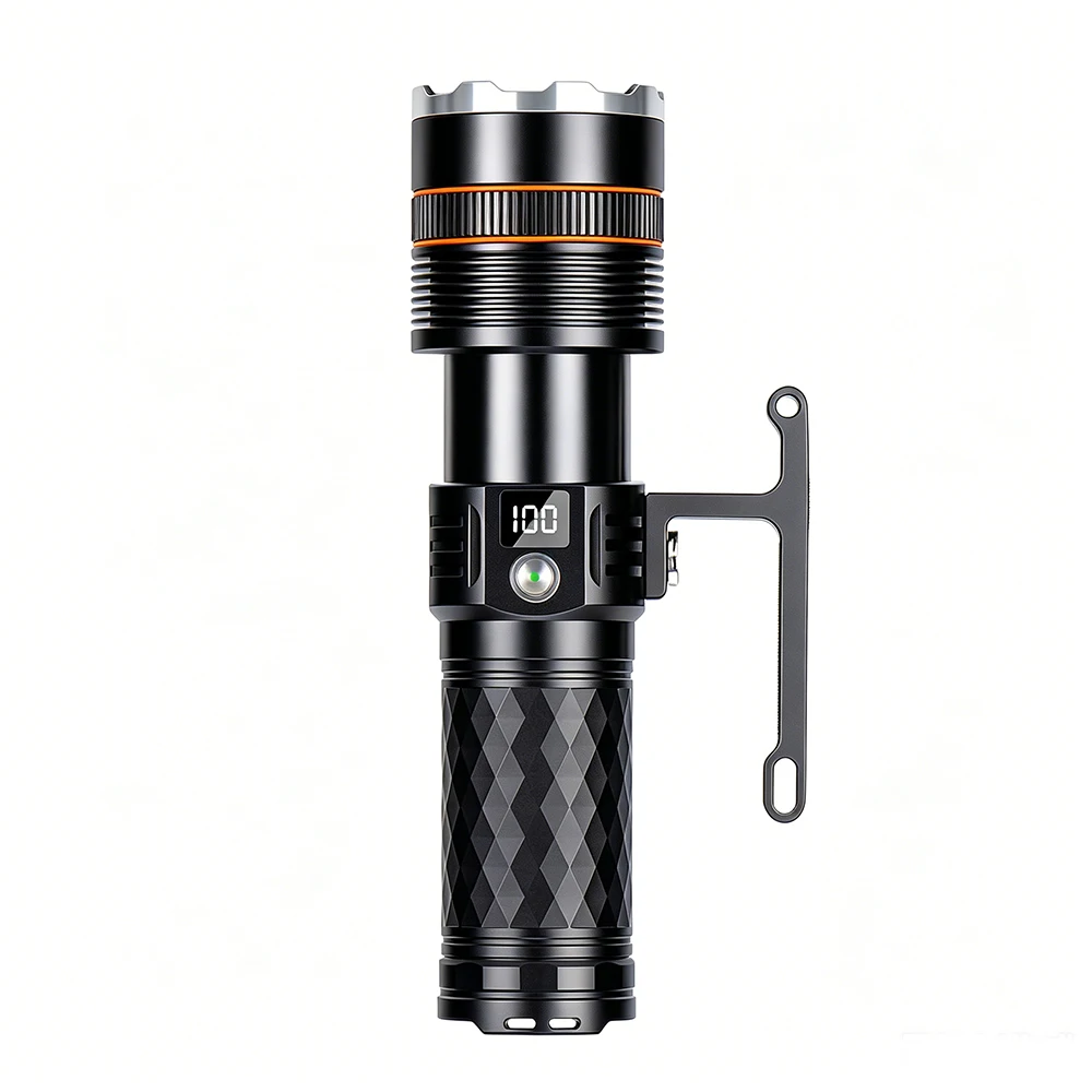 Most Powerful Long Shot LED Flashlight Zoomable Camping Torch Built-in 26650 Battery High Power Tactical Lantern for Outdoors