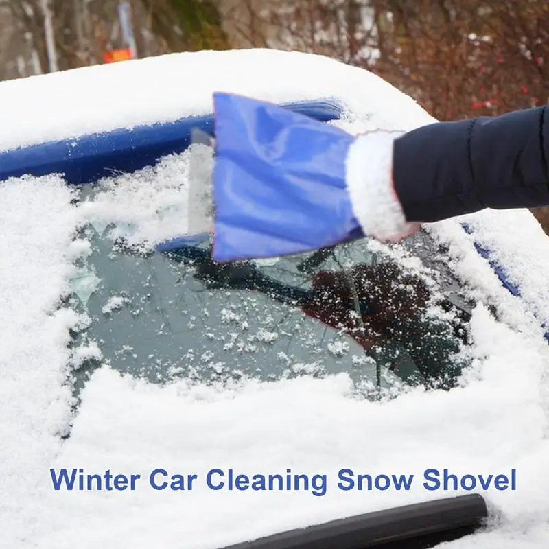 Plush Warm Gloves Snow Shovel Car Window Cleaning Ice Scraper Removal Tool Ice Scraper Glove Mitt Outdoor Winter Tools