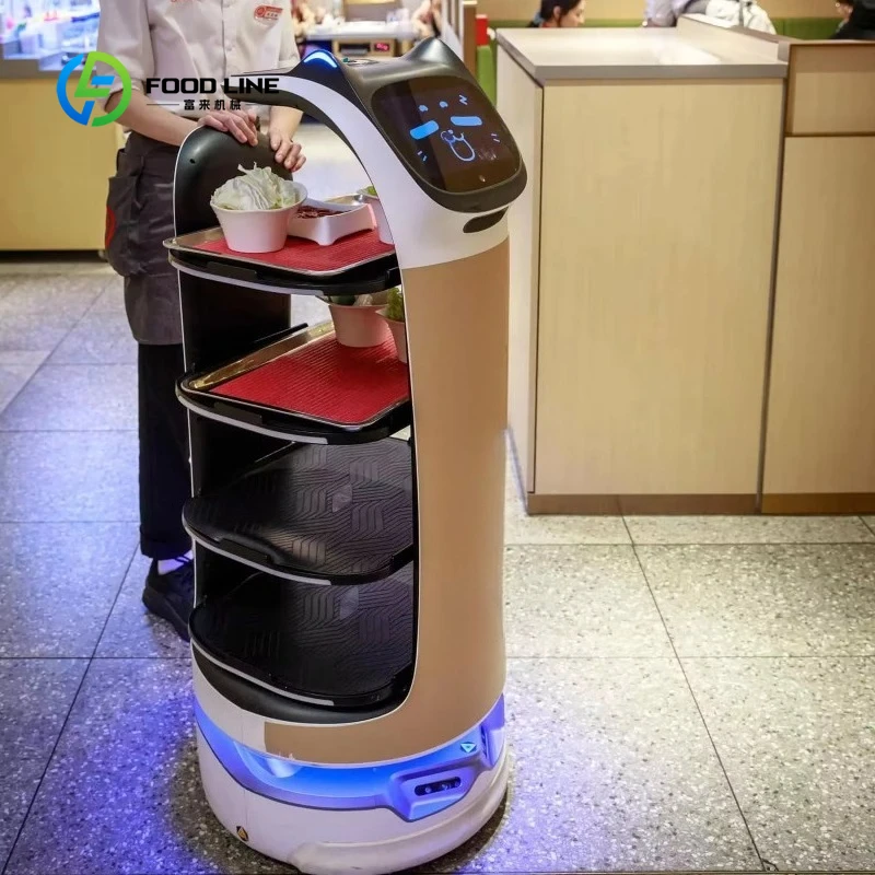 Customized Automatic Humanoid Waiter Robot Self-Driving Food Delivery Service Robot for Restaurant & Commercial Use