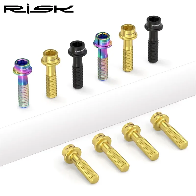 RISK ไทเทเนียมจักรยานสกรู M5 * 16 M5 * 18 จักรยาน Handlebar Stem สกรู Ultralight MTB Power Stem สกรูอุปกรณ์จักรยาน