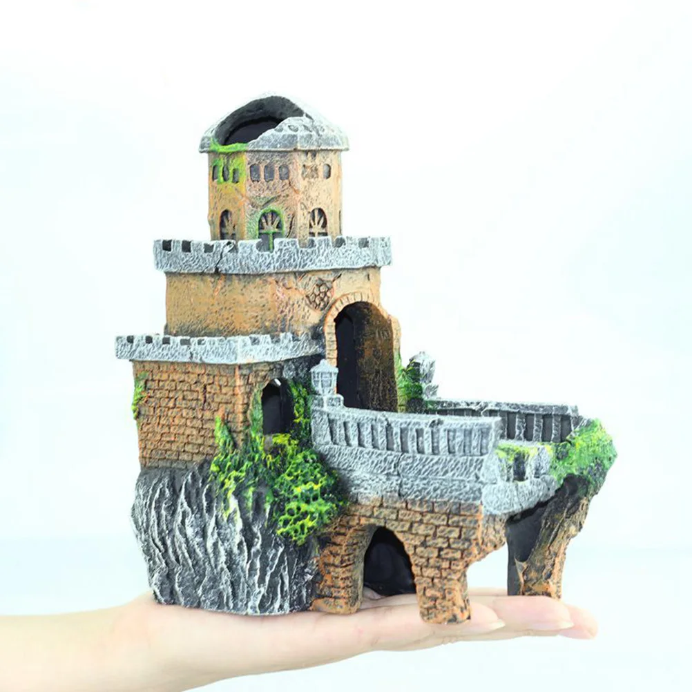 

1Pcs Resin Aquarium Decoration Simulated Castle Ornament Creative Fish Tank Adornment Durable Safe Mini Lifelike Home