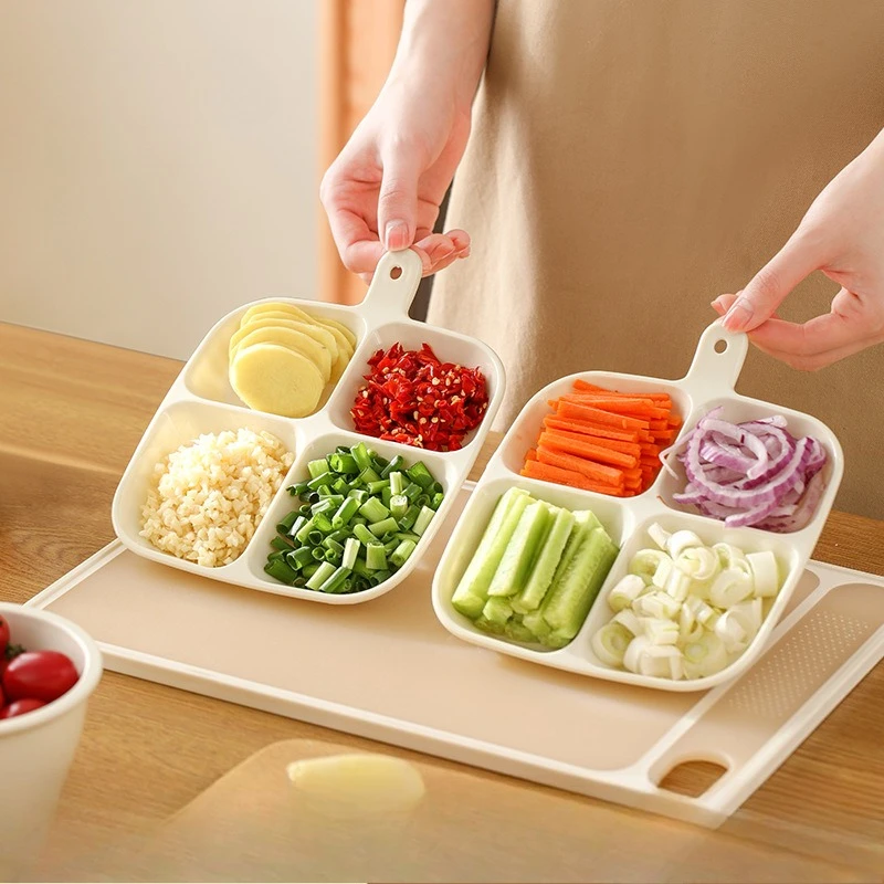 Grid-shaped Side Dish Plate Wall-mounted Multi-functional Kitchen Hot Pot Flavor Plate Household Seasoning Dish Essential Tool