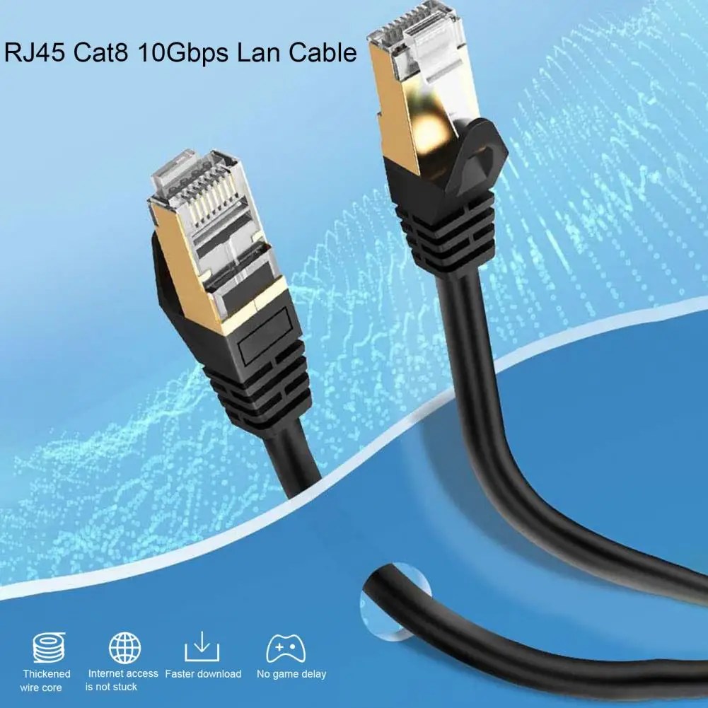 Resistente ao desgaste Cabo Ethernet, Cabo de rede portátil, Acessório de computador, Driver-free, Acesso à Internet, RJ45, Cat8, 10Gbps LAN