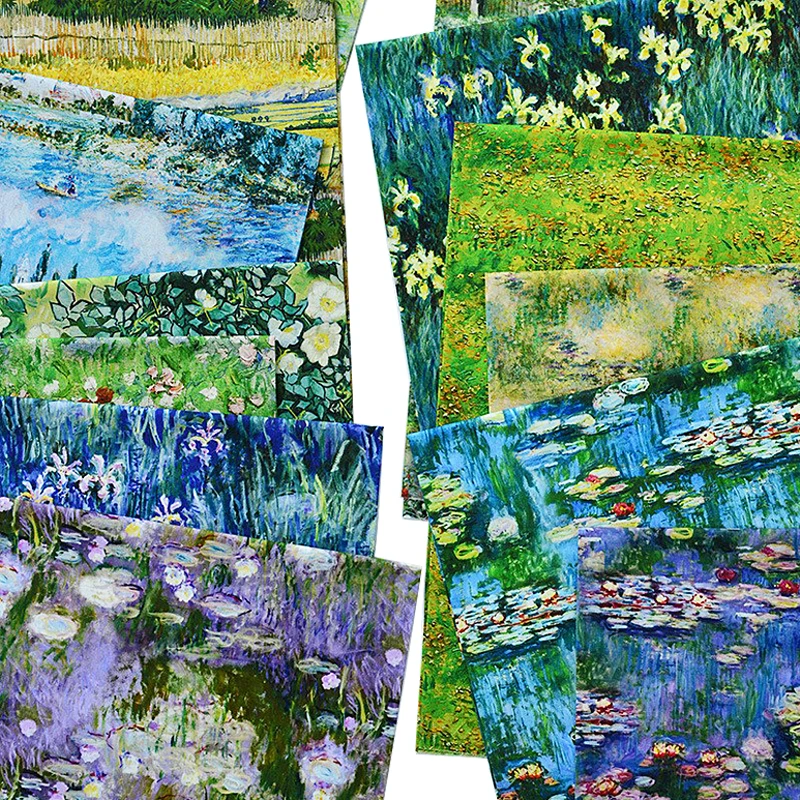 TERAMILA 50x55/110cm Oil Painting Style Motif Liberty Fabric Designer Cotton Fabrics For Sewing Dress Apparel Handbag Half Meter