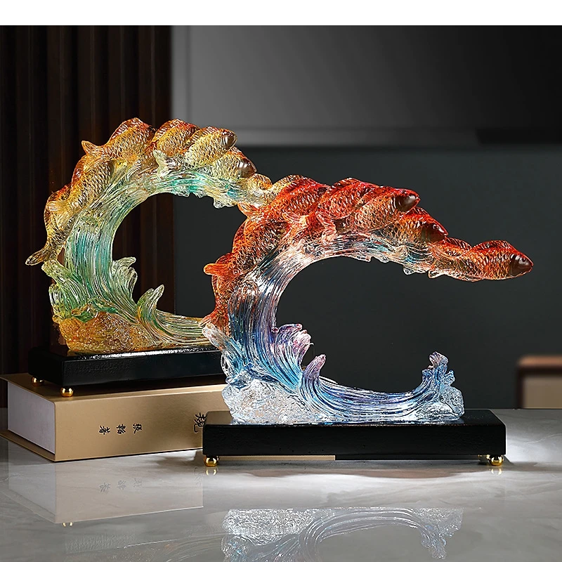 Lucky Carp Statue Decoration Resin Crafts Office Desktop Home Accessories New Year Wealth Attraction Gift