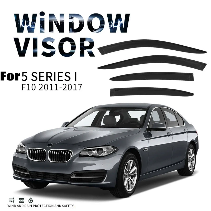 Window Visors for BMW 5 Series MK6-F10 4pcs Side Window Rain Guard Wind Deflector Weathershield Vent Visor for Car Windows