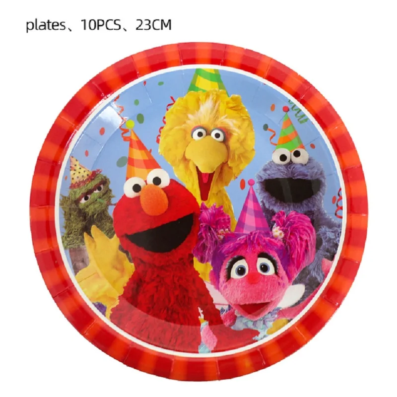 Décoration de fête d'anniversaire de dessin animé Sesame Street pour enfants, assiette de gâteau en papier britannique, fournitures de fête préChristophe, poulet