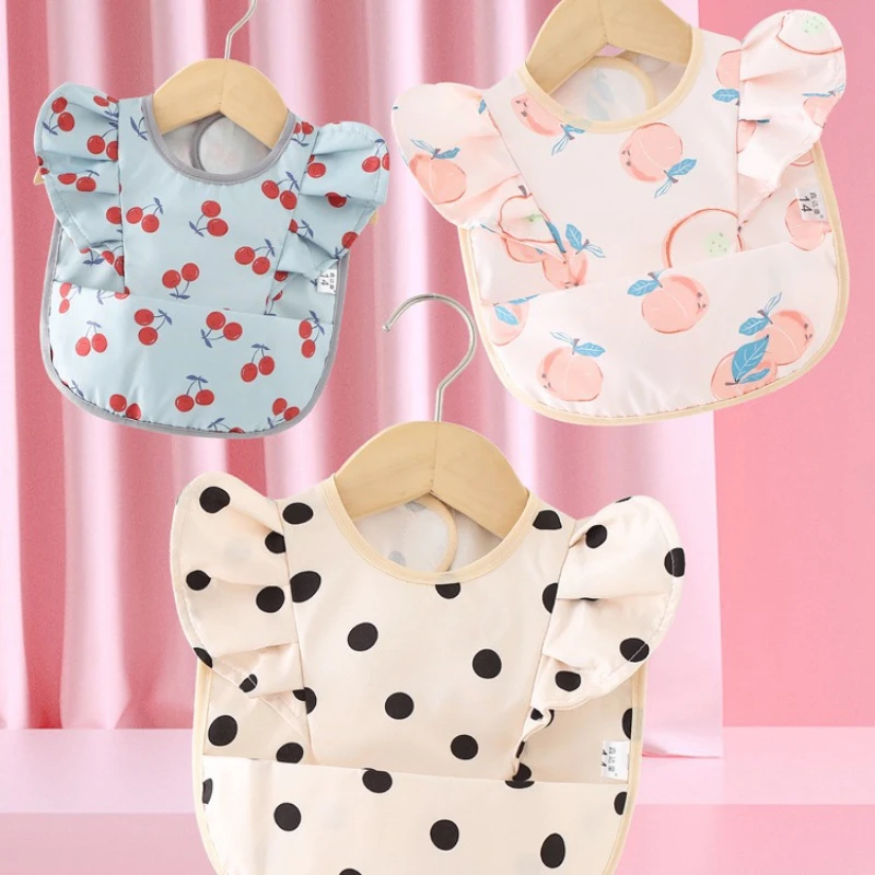 Cartoon Dots Baby Eating Bib Waterproof Anti-dirty Infant Saliva Towel Kids Feeding Apron Boys Girls Sleeveless Burp Cloths