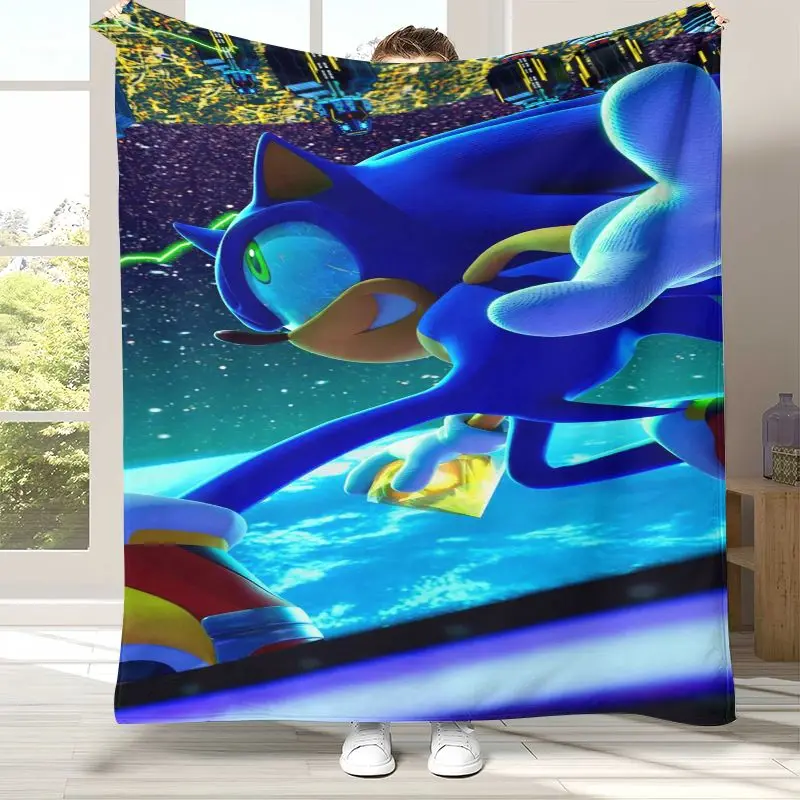 Vintage S-Sonic Rings K-Knuckles Game Flannel Throw Blanket,Cozy Warm Blanket for Bed,Sofa,Living Room,Picnic,Camping,Home Decor