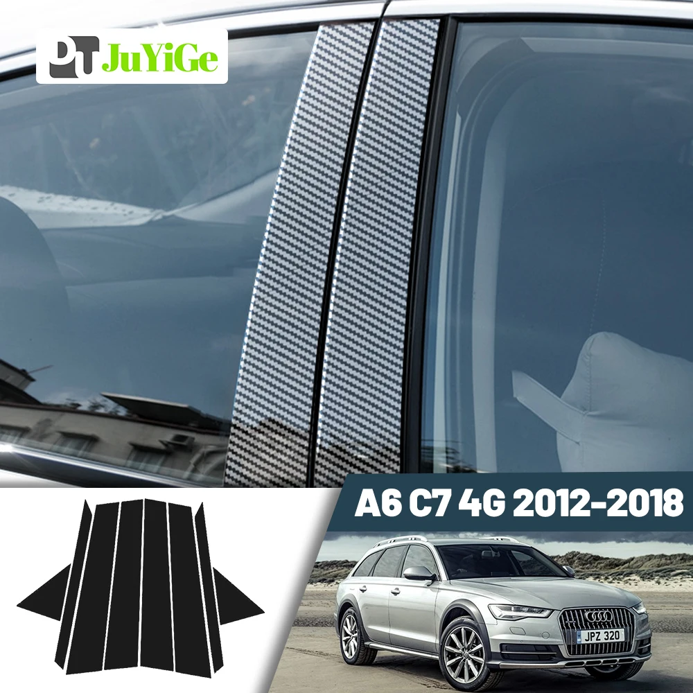 

Glossy Black Carbon Fiber Window Door Deal B C Pillar Post Cover Sticker For Audi A6 C7 4G 2012-2018 2013 2014 2015 2016 2017